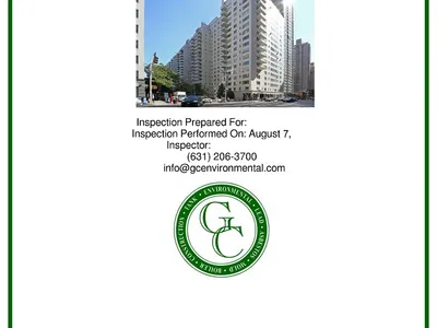 Compliance inspection report cover page for a Manhattan high-rise building