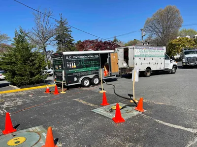 G.C. Environmental mobile fuel-cleaning trailer with hoses running to a tank port